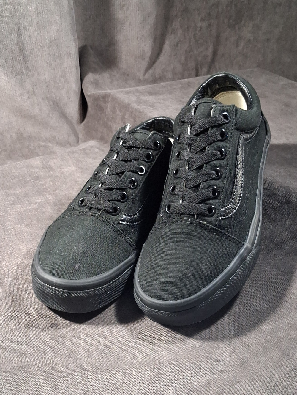 Vans Classic Old Skool Blackout Mono Black Canvas Lace Up Sneakers VG- US 6